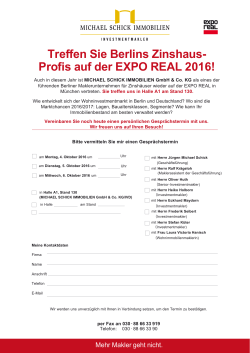 Treffen Sie Berlins Zinshaus- Profis auf der EXPO REAL 2016!