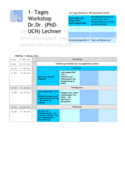 1- Tages Workshop Dr.Dr. (PhD- UCN) Lechner