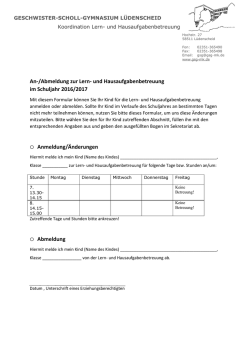 An-/Abmeldung zur Lern- und Hausaufgabenbetreuung im