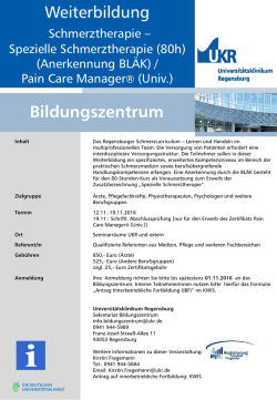 Weiterbildung Schmerztherapie