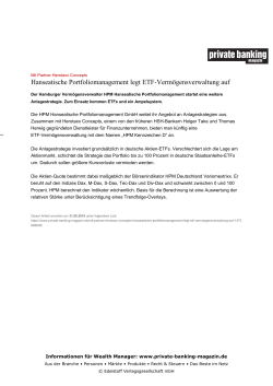 Hanseatische Portfoliomanagement legt ETF