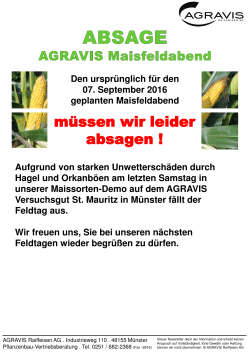 Absage AGRAVIS-Maisfeldabend in Münster