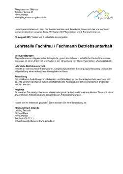 Lehrstelle Fachfrau / Fachmann Betriebsunterhalt