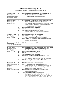 Neuste Gottesdienstordnung - Schleid, Kranlucken und Buttlar