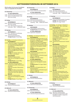 Gottesdienstzeiten September 2016