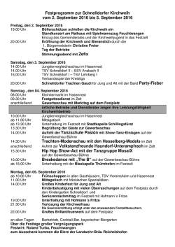 Festprogramm zur Schnelldorfer Kirchweih vom 2. September 2016