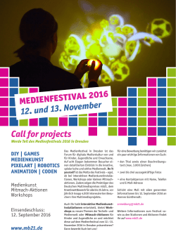 Call for projects MEDIENFESTIVAL 2016 12. und 13. November