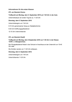 Informationen f&uuml;r die ersten Klassen HTL am Standort Krems