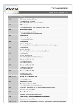 Tagesprogramm Freitag, 02.09.2016