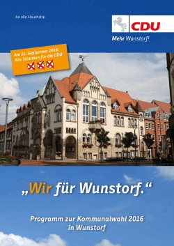 Wir für Wunstorf. - CDU Stadtverband Wunstorf