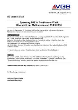 Sperrung B403 / Bentheimer Wald ab 05.09.2016