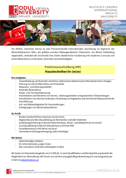 Haustechniker/In (m/w) - MODUL University Vienna
