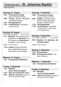 Gottesdienste in St. Johannes Baptist