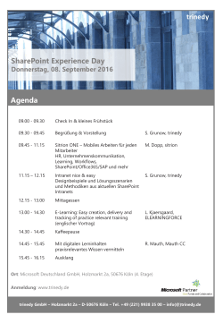 SharePoint Experience Day Agenda trinedy