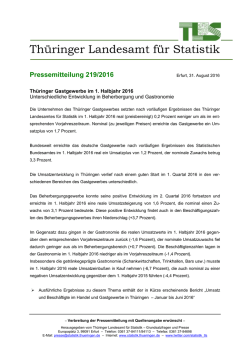 Pressemitteilung 219/2016 - Thüringer Landesamt für Statistik