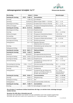 Jahrsprogramm Schuljahr 2016/17