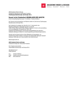 Dozent (w/m) Studienfach GRUNDLAGEN DER AKUSTIK