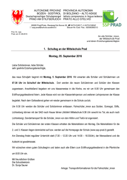 Informationen zum 1. Schultag an der MS