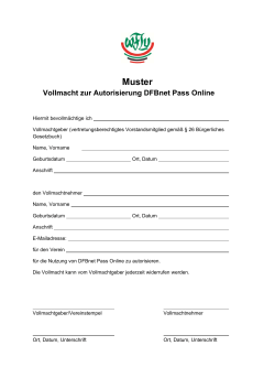 Muster Vollmacht zur Autorisierung DFBnet Pass Online