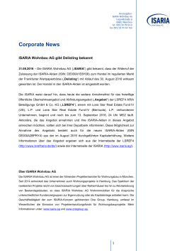 Corporate News - ISARIA Wohnbau