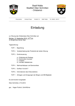 Einladung zur Ortsbeiratssitzung Ober-Schmitten am 12.09