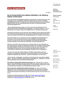 Der taz Verlag bündelt seine digitalen Aktivitäten in der Abteilung