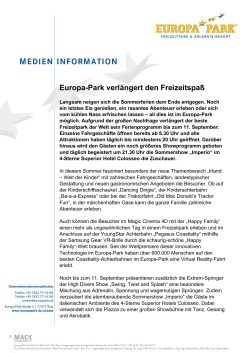 Europa-Park verlängert den Freizeitspaß - Presse | Europa-Park