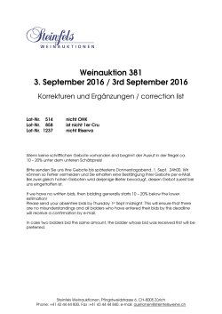 Weinauktion 381 3. September 2016 / 3rd September 2016