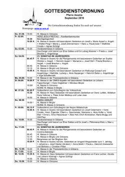 Gottesdienstordnung Axams September 2016
