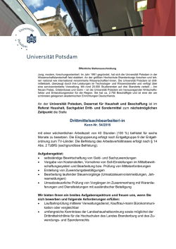 Drittmittelsachbearbeiter/-in im Dezernat f&uuml;r