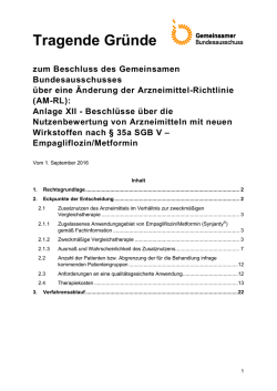 Tragende Gründe - Gemeinsamer Bundesausschuss