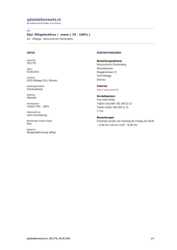 Dipl. Pflegefachfrau / -mann ( 70 - 100% )