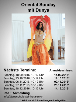 Oriental Sunday mit Dunya Nächste Termine