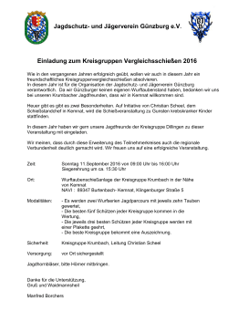 Jagdschutz- und Jägerverein Günzburg e.V. Einladung zum