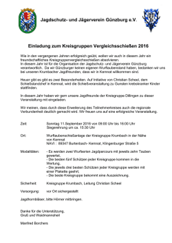 Jagdschutz- und J&auml;gerverein G&uuml;nzburg e.V. Einladung zum