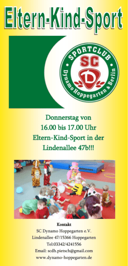 Donnerstag von 16.00 bis 17.00 Uhr Eltern-Kind