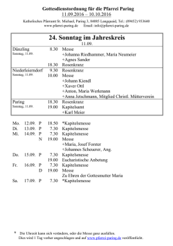 Gottesdienstordnung 11.09. - Pfarrei St.Michael in Paring
