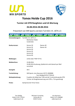 Yonex Heide Cup 2016 Turnier mit DTB Ranglisten und LK