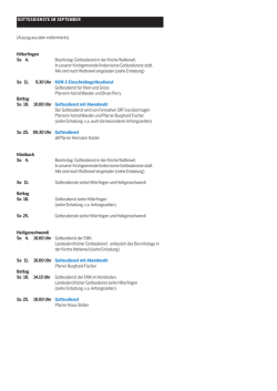 Gottesdienstagenda September