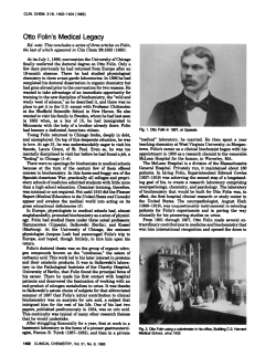 Otto Folin`s Medical Legacy
