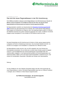 Das sind die neuen Regionalklassen in der Kfz