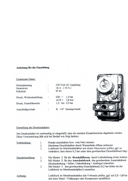 weitere technische Daten und Einstellungen