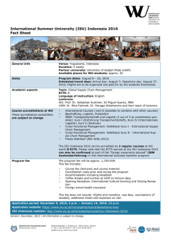 International Summer University (ISU) Indonesia 2016 Fact Sheet