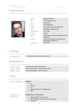 Mein aktuelles Beraterprofil - Johannes Köhler Software Developer