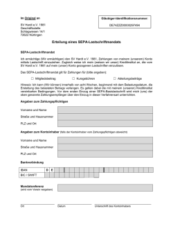 Erteilung eines SEPA-Lastschriftmandats