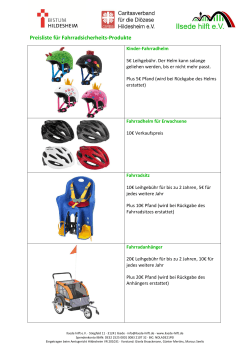 Preisliste für Fahrradsicherheits-Produkte