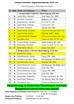 Startliste - Reitverein Einsiedeln