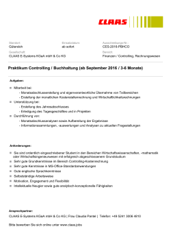 Praktikum Controlling / Buchhaltung (ab September 2016 / 3