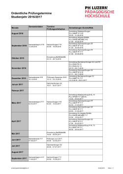 Ordentliche Prüfungstermine Studienjahr 2016/2017