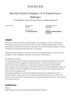 Big Data Solution Designer/-in im Engineering in Böblingen